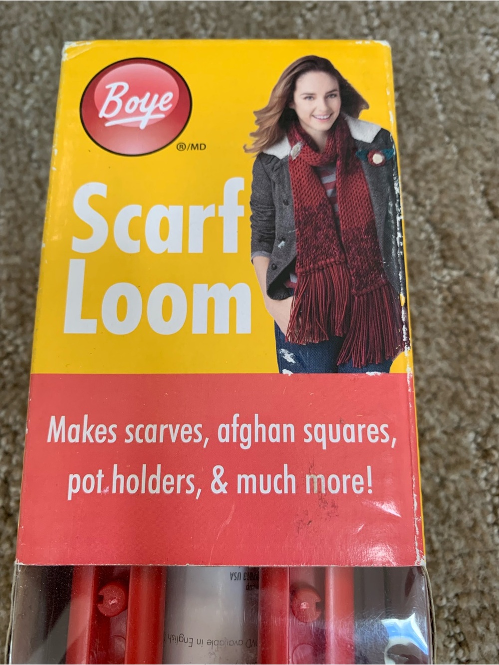 Red Scarf Loom and Afghan - Scarf Loom for Crafting